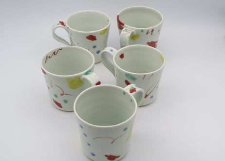 古川章蔵　色絵磁器デタラメ紋マグB