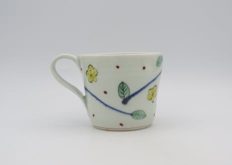 古川章蔵　色絵磁器花紋マグ