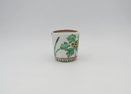 古川桜　色絵磁器菊の筒盃