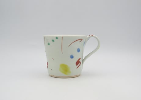 古川章蔵　色絵磁器デタラメ紋マグD