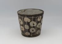 渡辺信史　陶器黒釉薬餅花フリーカップ