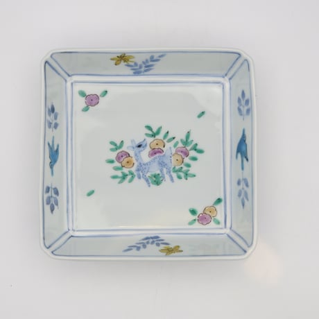 清水なお子 染付 大皿 浅鉢 盛り鉢 鳥 花 清水なお子 染付 大皿 浅鉢 盛り鉢 鳥 花 清水なお子 花鳥紋皿