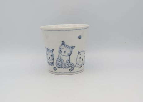 小長谷節子　染付磁器ねこマグ