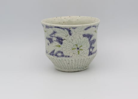 松尾三希子　色絵半磁器紫緑大振りマグA