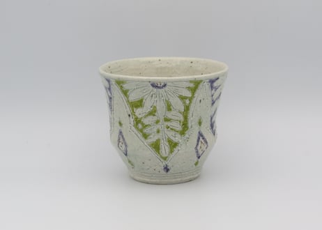松尾三希子　色絵半磁器紫緑大振りマグD