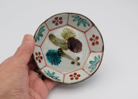 高橋宏彰　色絵磁器松竹梅八角小皿