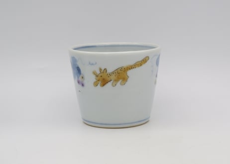 清水なお子　色絵磁器蕎麦ちょく 葡萄と栗リス