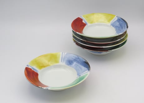古川桜　色絵磁器４色くぼみ小鉢