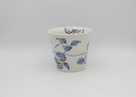 小長谷節子　染付磁器サンキライ紋マグ