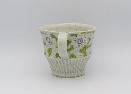 松尾三希子　色絵半磁器紫緑大振りマグG