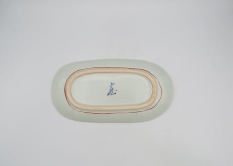 古川章蔵　色絵磁器小判シマシマ皿