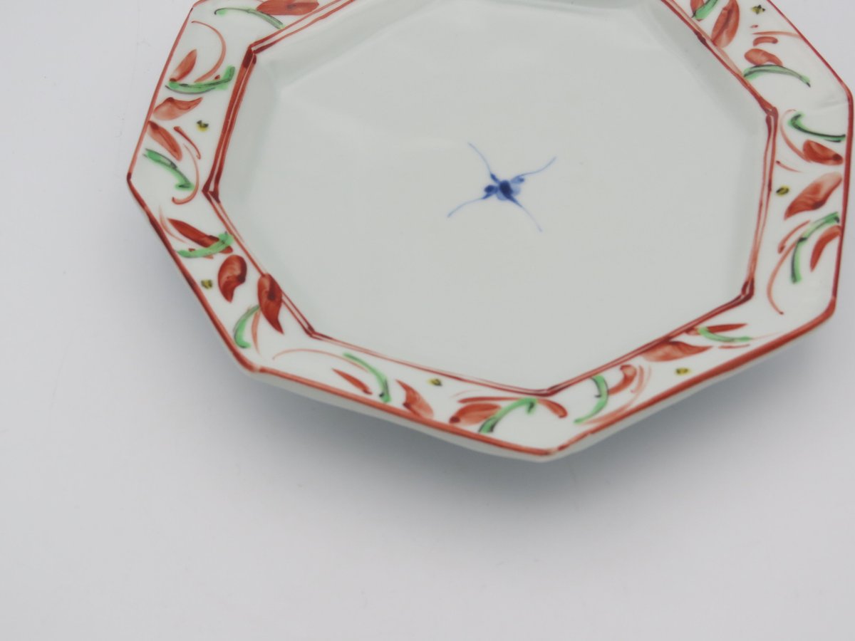レア❣️骨董の器　大聖寺八角皿　鳥と花柄 たち吉 - たち吉 赤絵花鳥 鳳凰 大皿 盛皿 角皿 スクエア 清水焼