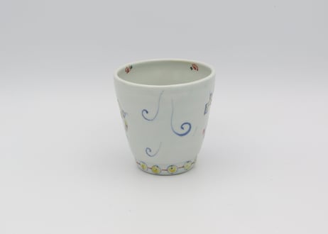 松尾貞一郎　色絵磁器花鳥マグ70