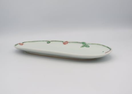 古川桜　色絵磁器楕円プレート皿