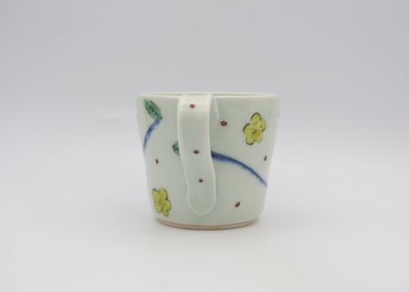 古川章蔵　色絵磁器花紋マグ