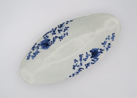松尾貞一郎　染付磁器花紋楕円鉢2