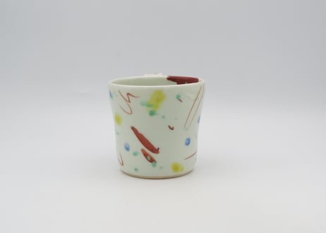 古川章蔵　色絵磁器デタラメ紋マグA