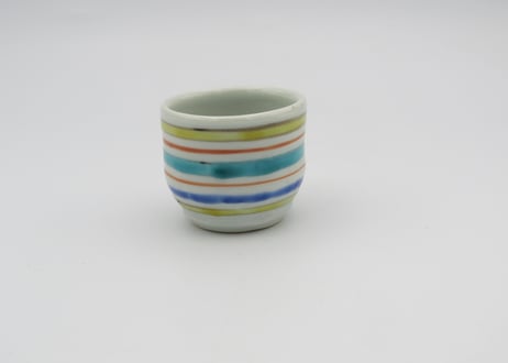 高橋宏彰　色絵磁器横縞紋杯