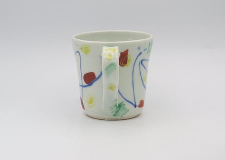 古川章蔵　色絵磁器線描きマグI