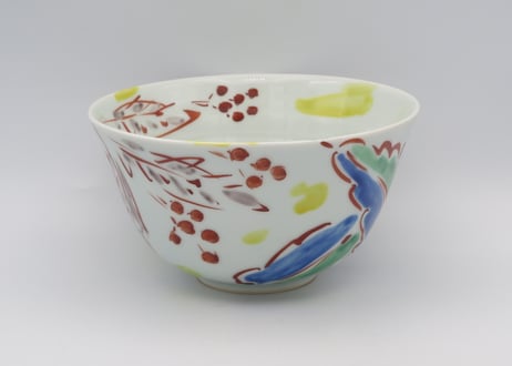 古川桜　色絵磁器ボタニカル麺鉢D