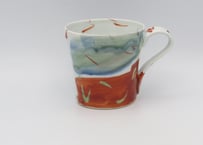 古川桜  色絵磁器赤とグレーマグA