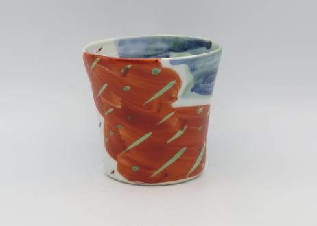 古川桜 色絵磁器赤とグレーマグB