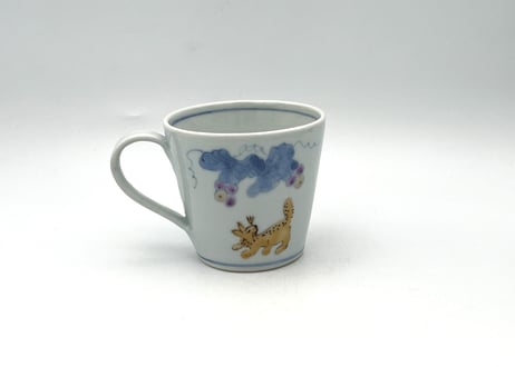 清水なお子　色絵磁器ブドウ,リス紋