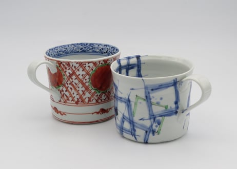 松尾貞一郎　色絵磁器赤玉のマグ8