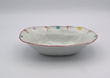 松尾貞一郎　色絵磁器楕円の小鉢T-79