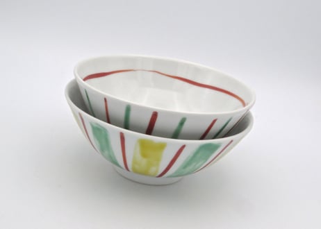 古川章蔵　色絵磁器飯碗