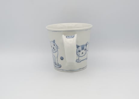 小長谷節子　染付磁器ねこマグ