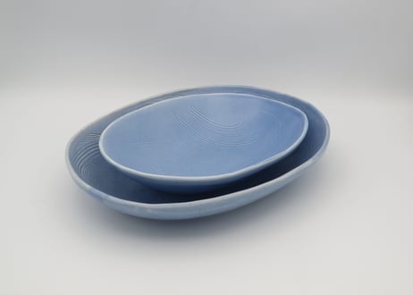 東まり子　磁器アクア釉楕円中鉢