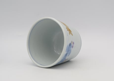 清水なお子　色絵磁器蕎麦ちょく 葡萄と栗リス