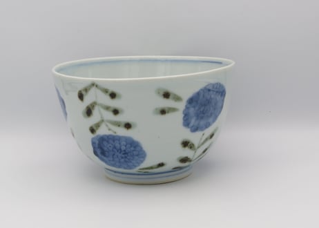 清水なお子　染付鉄絵磁器花唐草面鉢