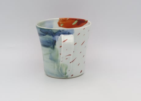 古川桜 色絵磁器赤とグレーマグB