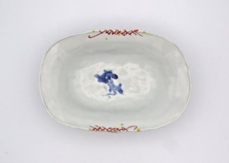 松尾貞一郎　色絵磁器楕円の小鉢T−74