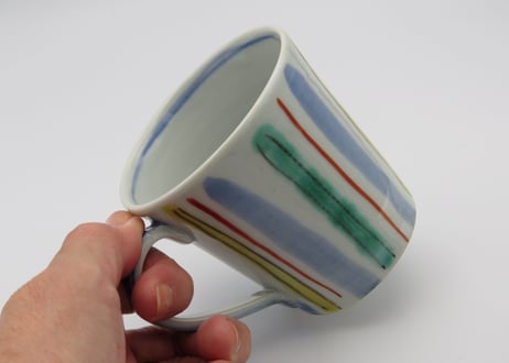 高橋宏彰　色絵磁器シマシマのマグB