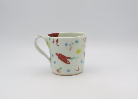 古川章蔵　色絵磁器デタラメ紋マグA
