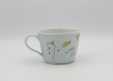清水なお子　色絵磁器千鳥のマグ