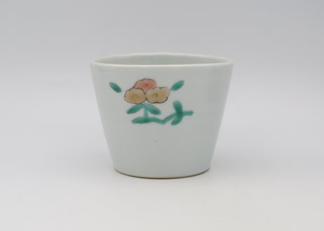 清水なお子　色絵磁器蕎麦ちょく 草花紋