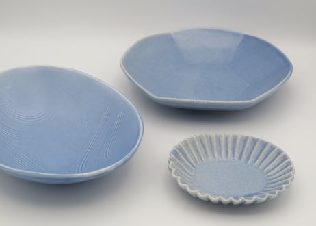 東まり子　磁器アクア釉六角中皿