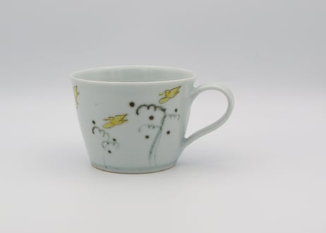清水なお子　色絵磁器千鳥のマグ