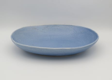 東まり子　磁器アクア釉楕円盛鉢