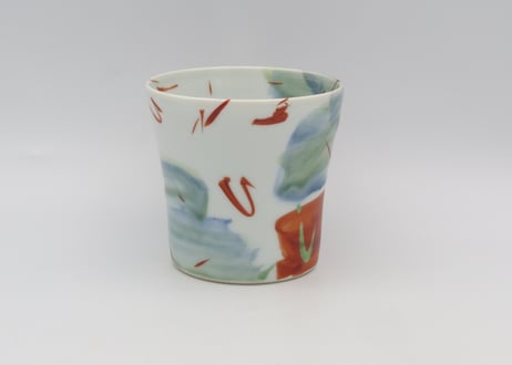 古川桜  色絵磁器赤とグレーマグA