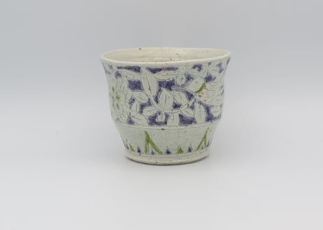 松尾三希子　色絵半磁器紫緑大振りマグB