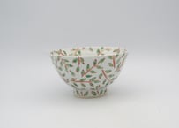 古川桜　赤絵木の芽紋飯碗