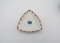 松尾貞一郎　色絵磁器赤絵蝶の小皿