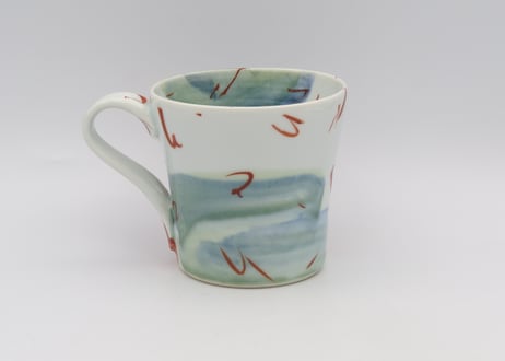 古川桜  色絵磁器赤とグレーマグA