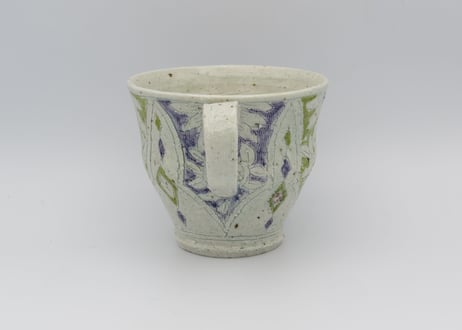 松尾三希子　色絵半磁器紫緑大振りマグE