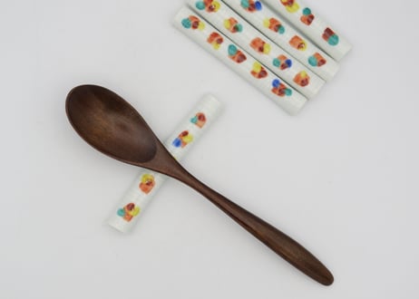 東直人　色絵磁器フォークレスト5客揃い